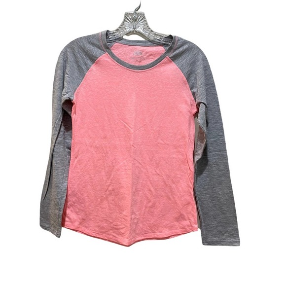 Justice Girl’s Long Sleeve Baseball Tee Grey Coral Size 14 - Picture 1 of 6